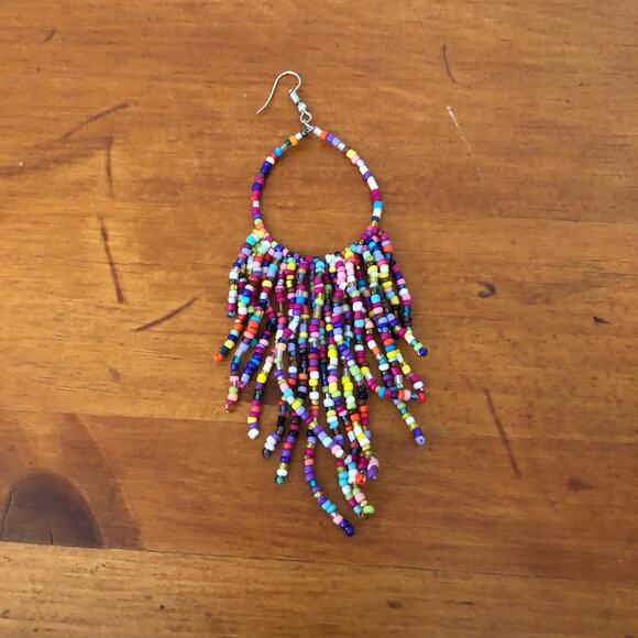 Boho Chic Colorful Fashion Statement Beaded French Wire Closure Dangle Earrings - Picture 5 of 9